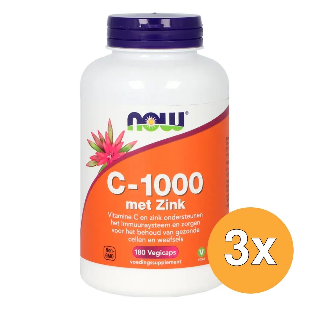 3x Now C-1000 met Zink (180 vega capsules)