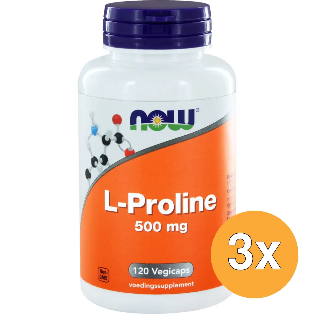 3x Now L-Proline 500 mg (120 vega capsules)