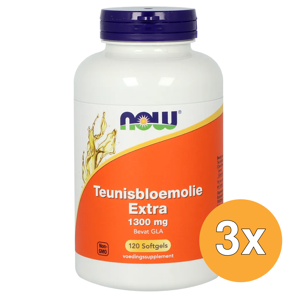 3x Now Teunisbloemolie Extra 1300Mg (120 softgels)