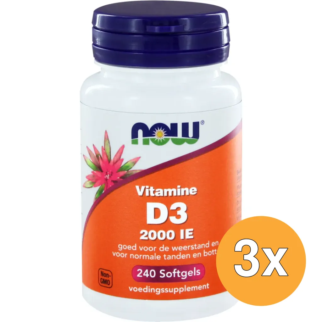 3x Now Vitamine D3 2000IE (240 softgels)