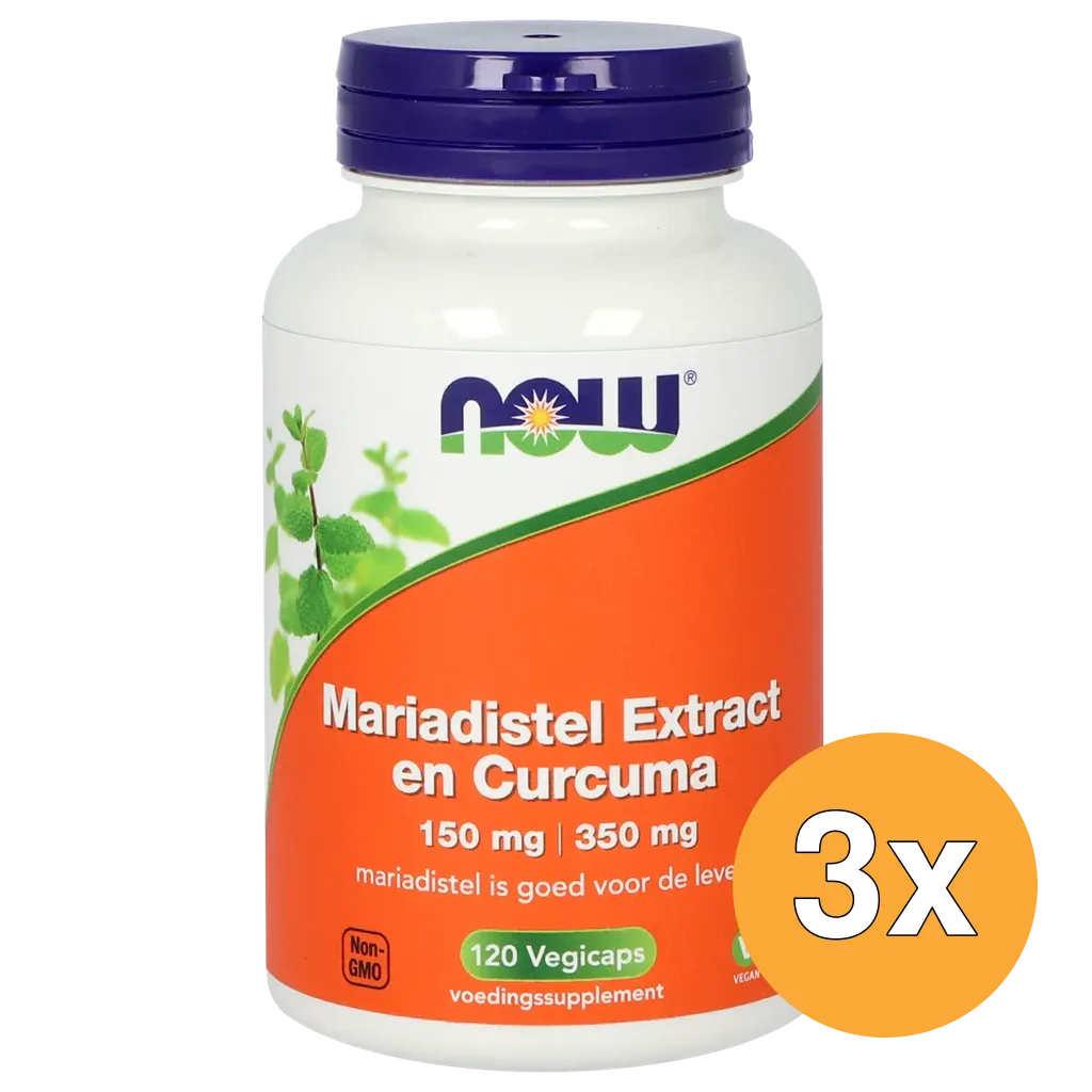 3x Now Mariadistel Extract 150Mg En Curcuma 350Mg (120 vega capsules)