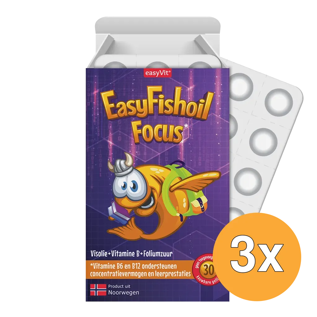 3x Easyvit Easyfishoil focus (30 kauwtabletten)