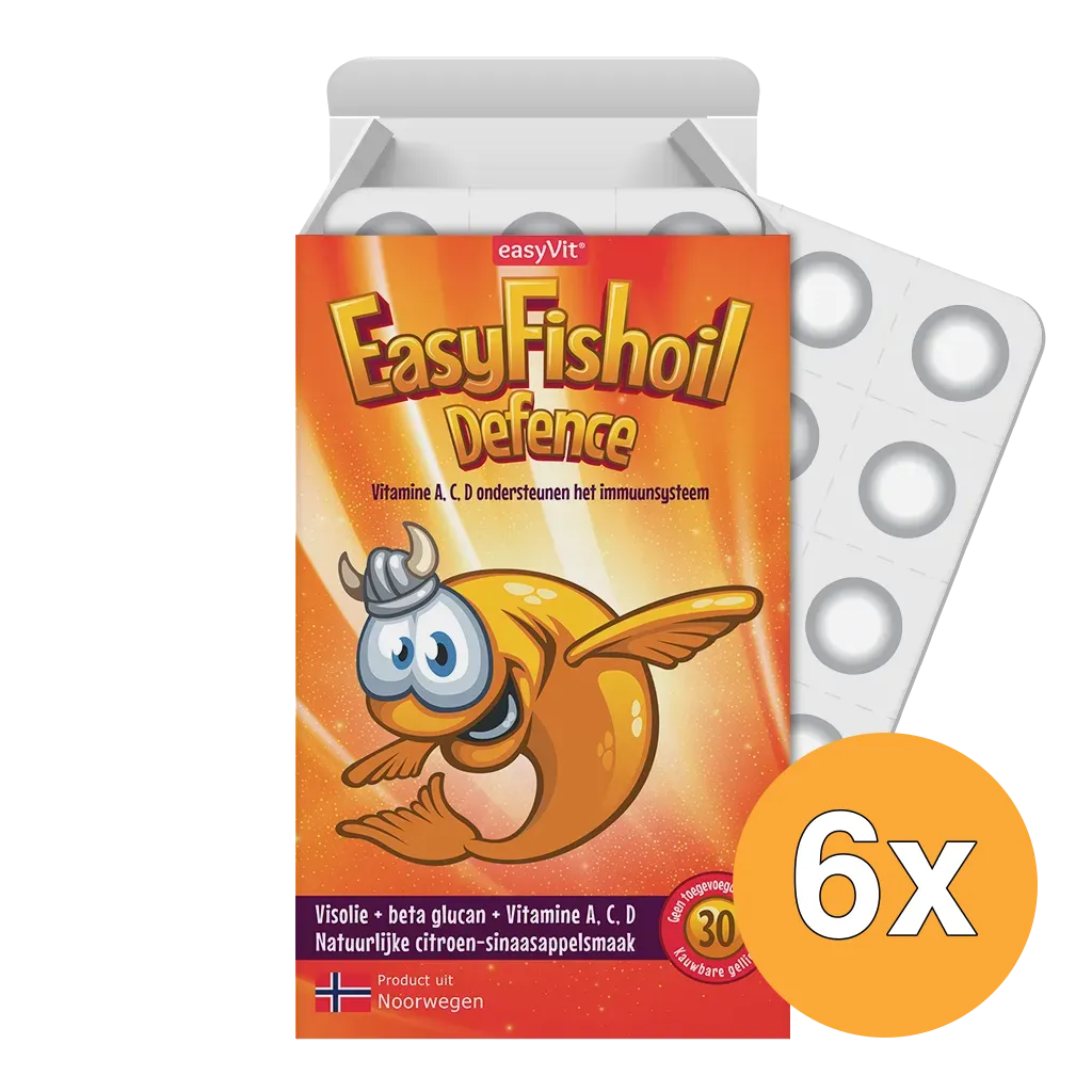6x Easyvit Easyfishoil defence (30 kauwtabletten)