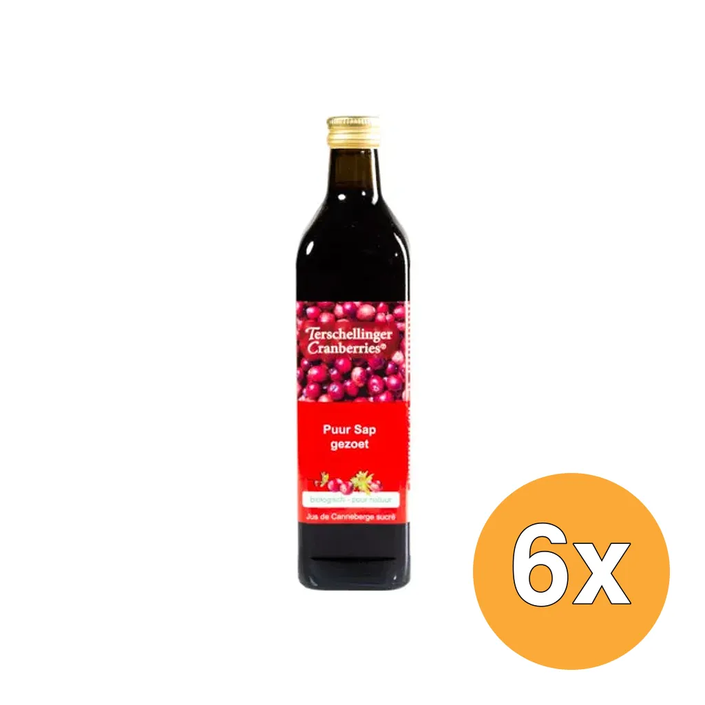 6x Terschellinger Cranberrysap gezoet bio (750 ml)