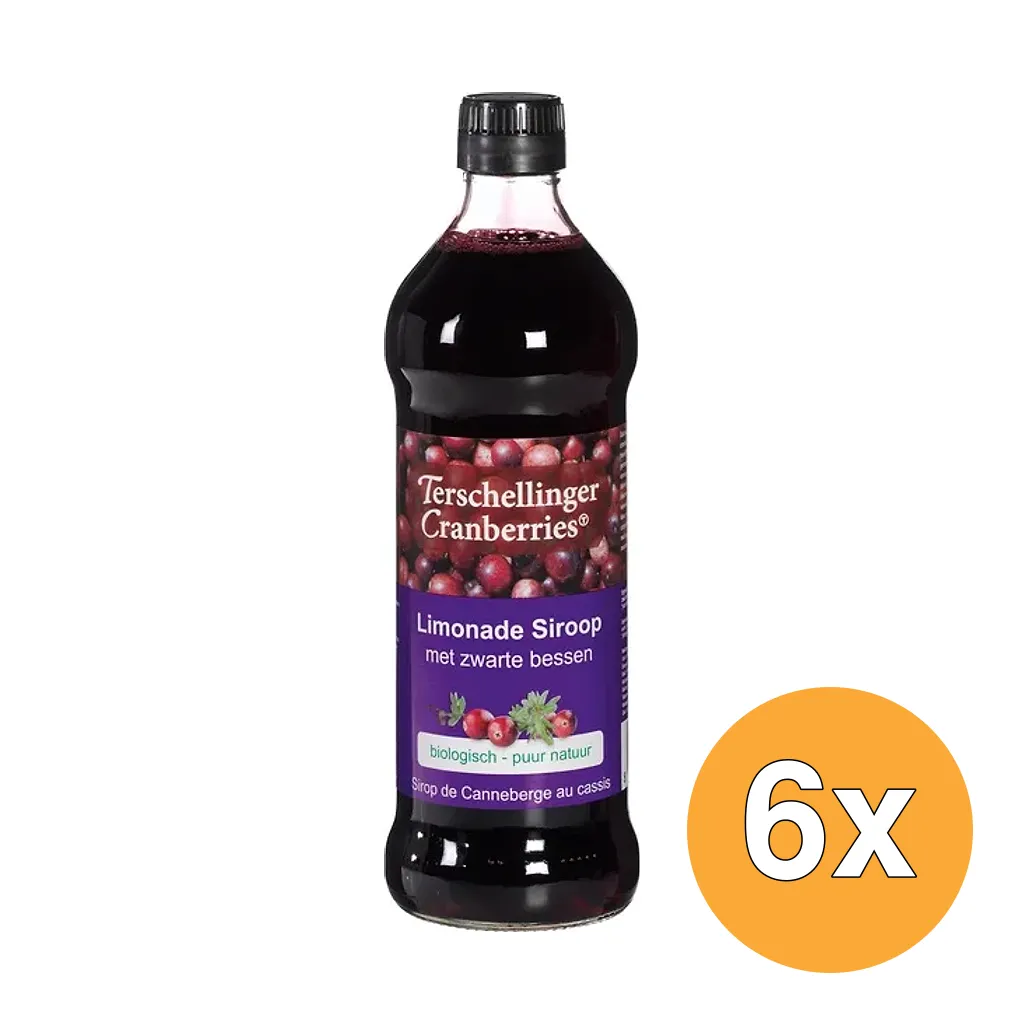 6x Terschellinger Limonadesiroop Cranberry En Zwarte Bessen (500 ml)
