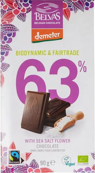 Belvas Chocolate-Bar Dark 63% With Seasalt Flower (90 gr)