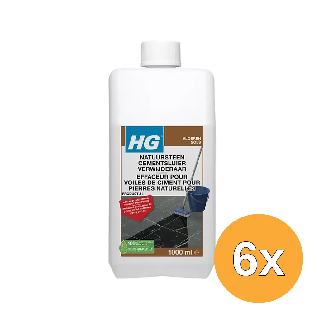6x HG Natuursteen Cementsluierverwijderaar (1000 ml)