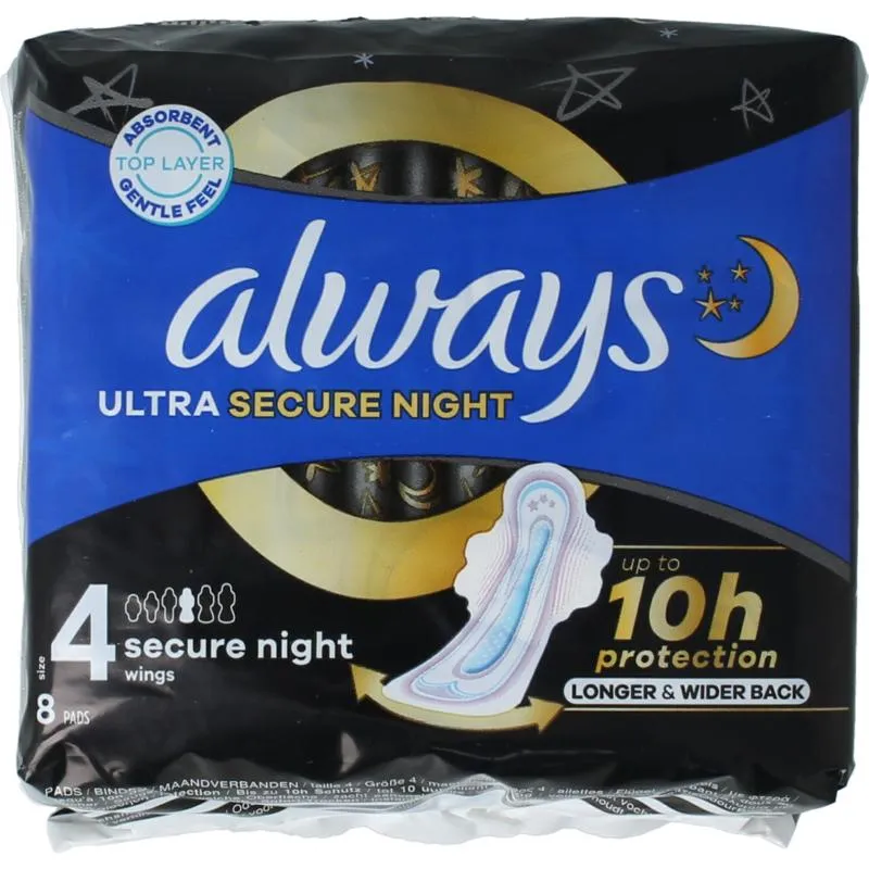 Always Maandverband Ultra Secure Night (8 stuks)