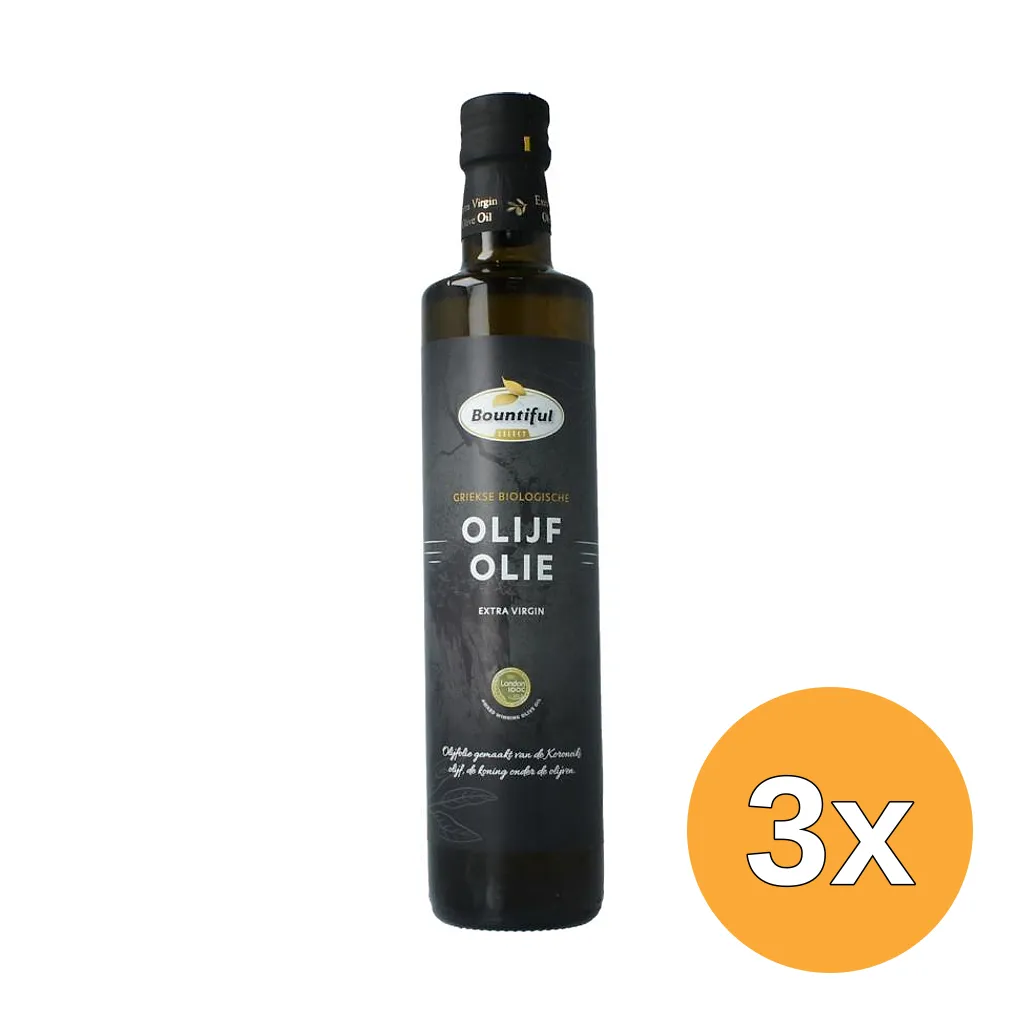 3x Bountiful Griekse Olijfolie Extra Vierge Bio (500 ml)