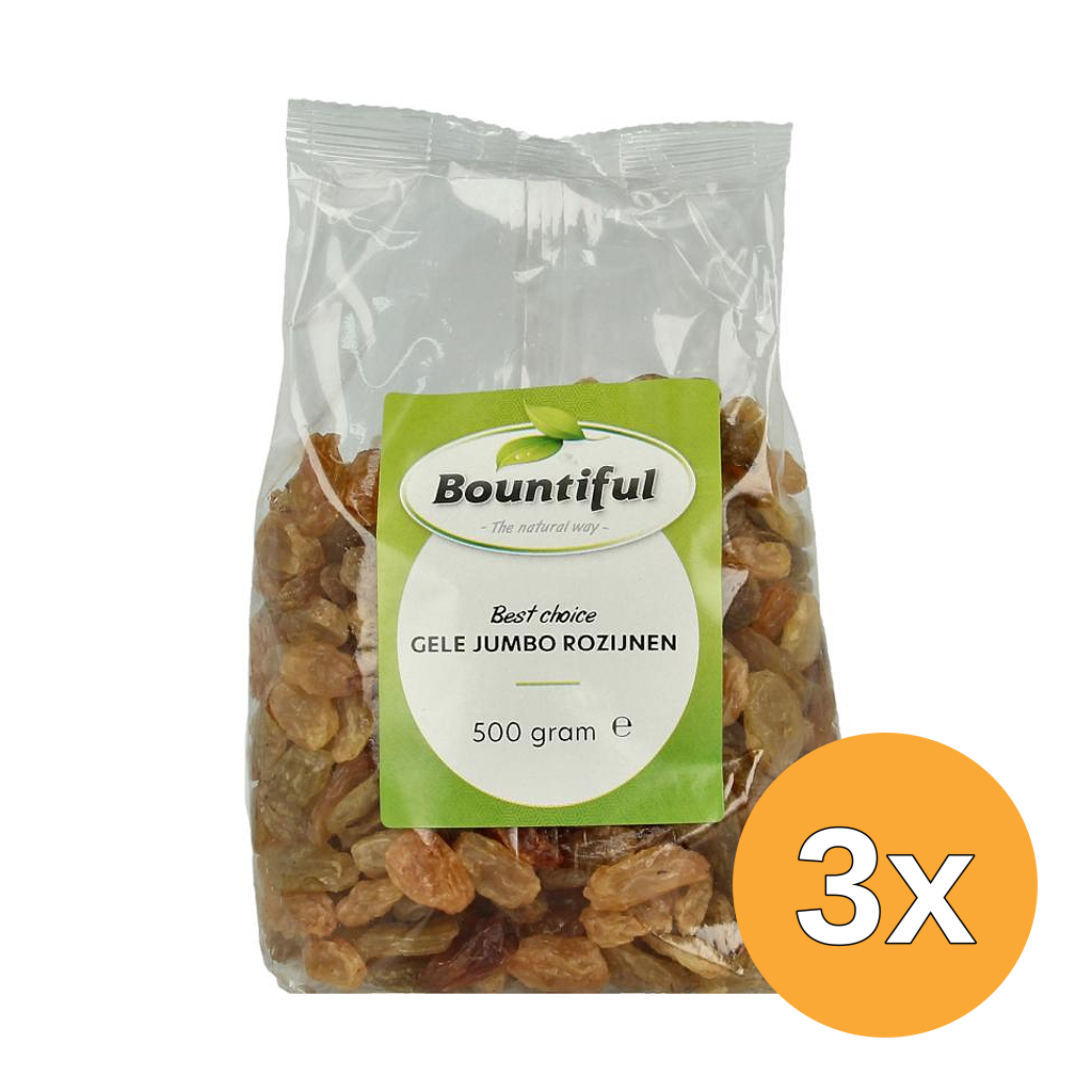 3x Bountiful Gele Jumbo Rozijnen (500 gr)