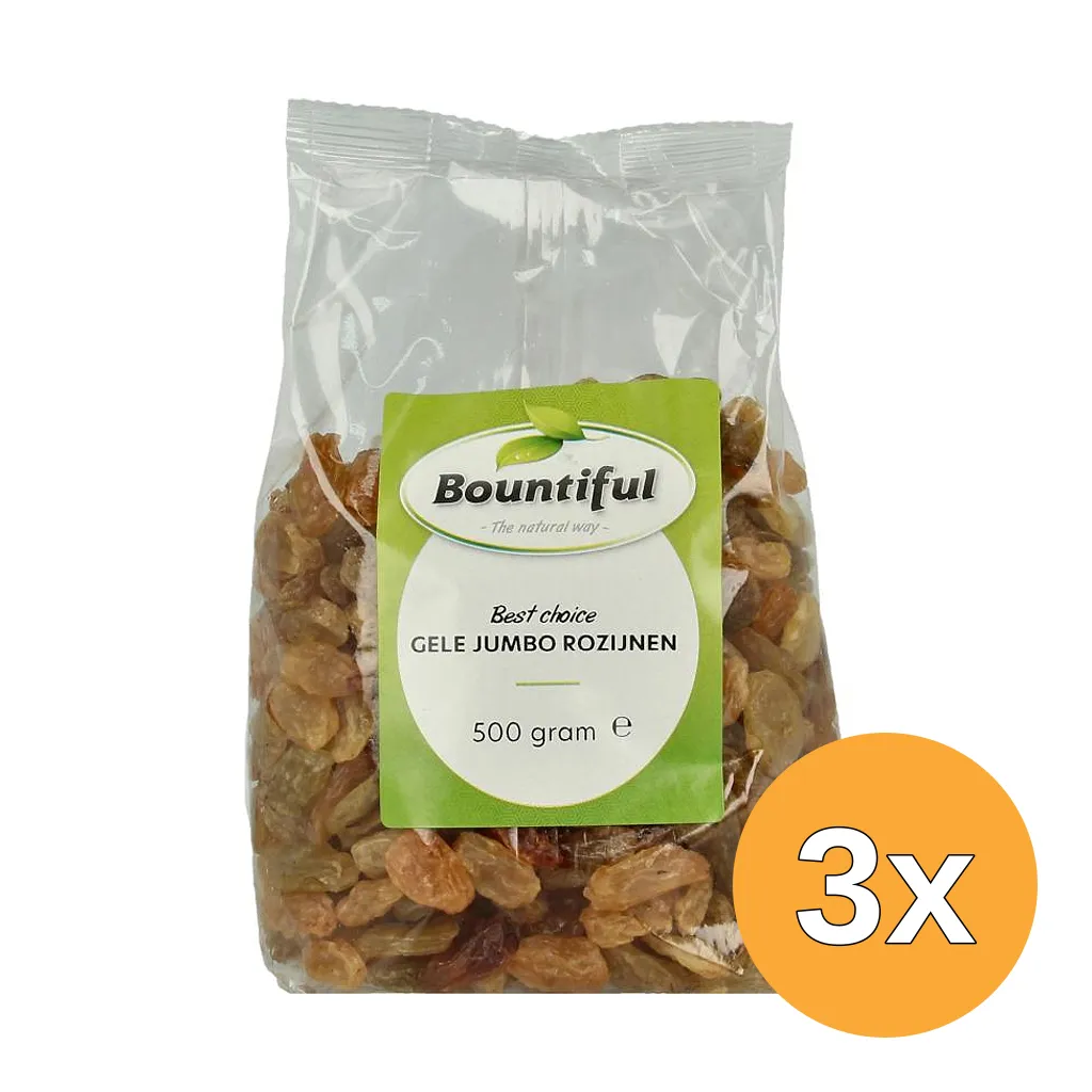 3x Bountiful Gele Jumbo Rozijnen (500 gr)