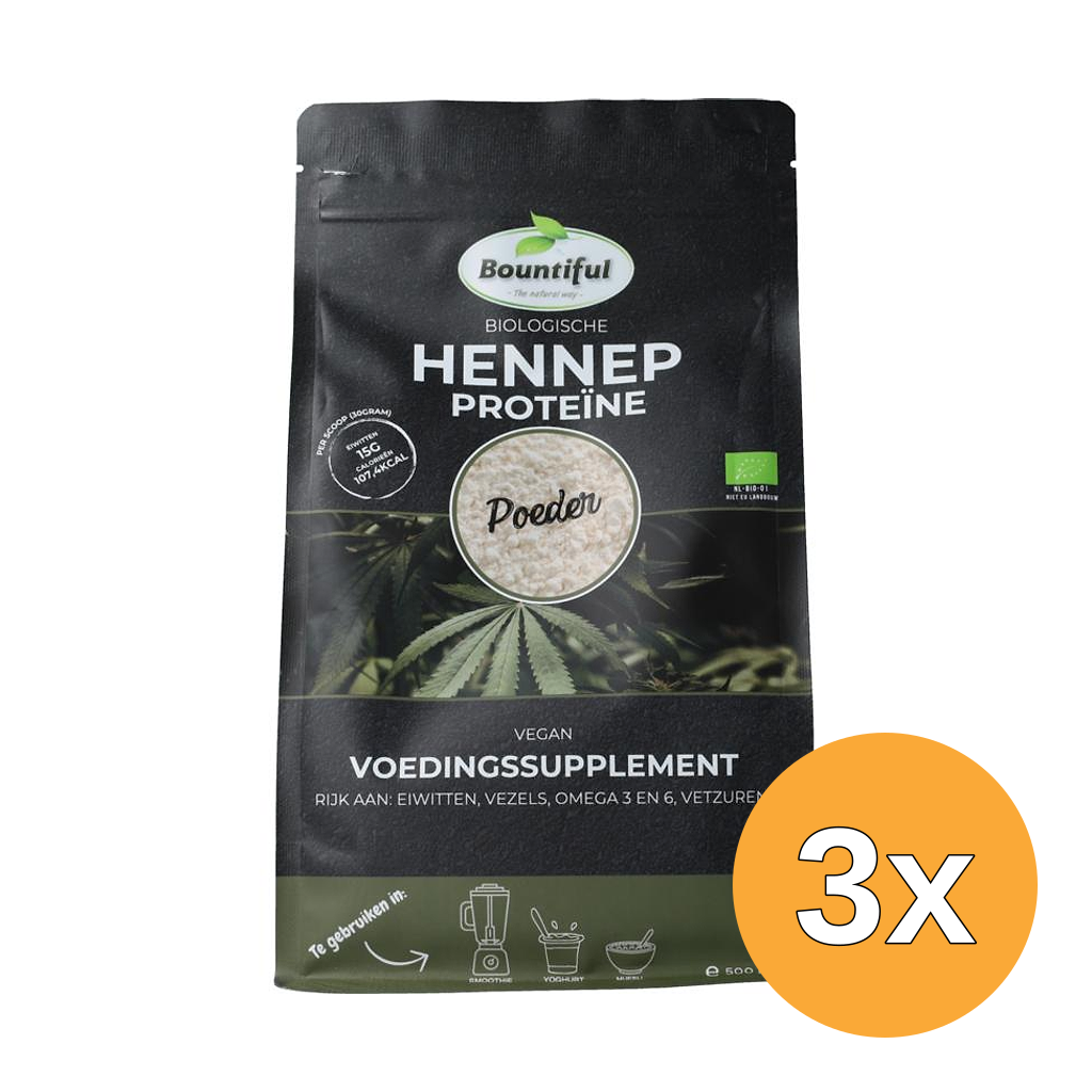 3x Bountiful Hennep Proteine Poeder Bio Dementer (500 gr)