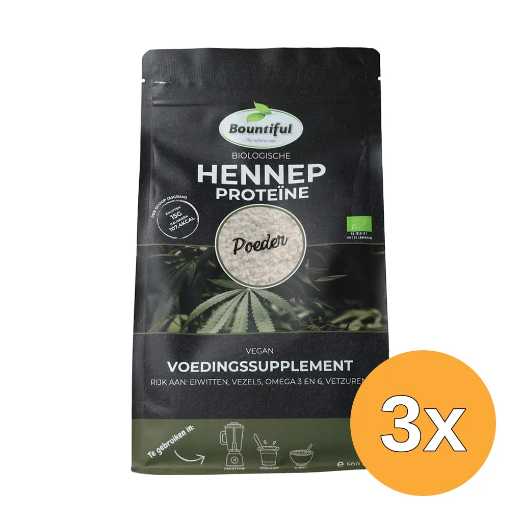 3x Bountiful Hennep Proteine Poeder Bio Dementer (500 gr)