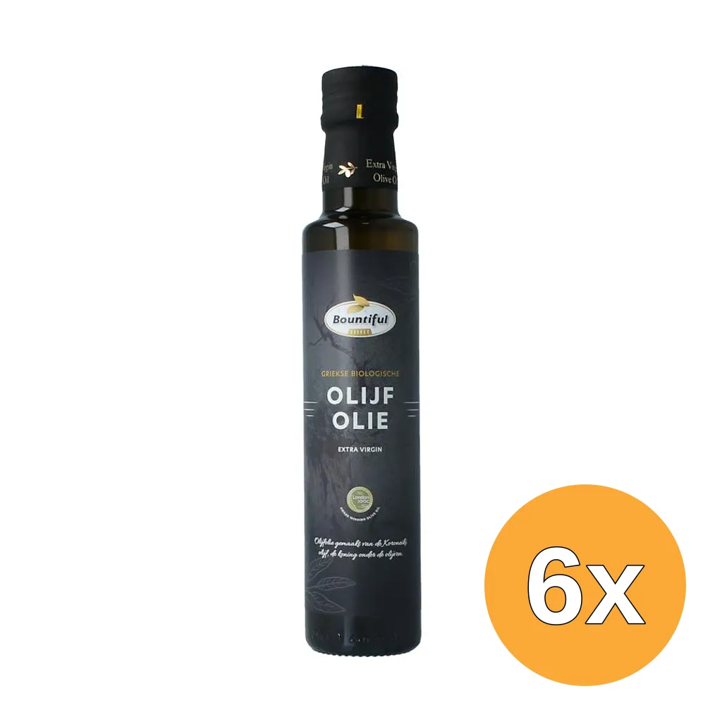 6x Bountiful Griekse Olijfolie Extra Vierge Bio (250 ml)