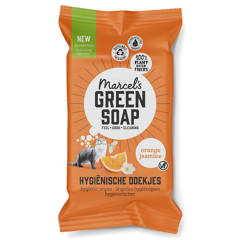 Marcel's Green Soap Hygiënische Schoonmaakdoekjes Sinaasappel & Jasmijn (60 stuks)