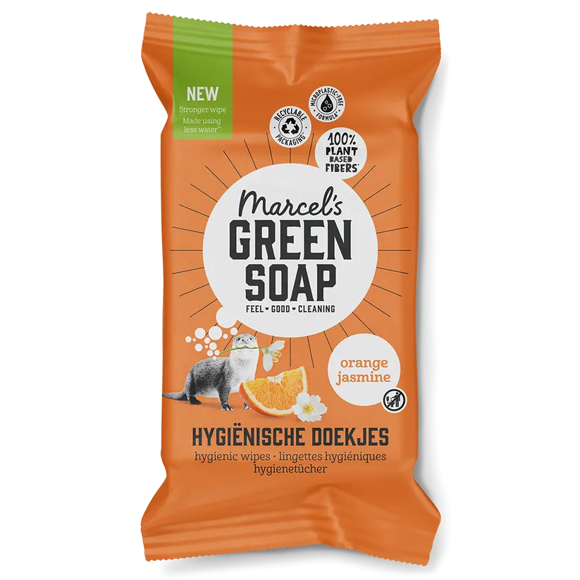 Marcel's Green Soap Hygiënische Schoonmaakdoekjes Sinaasappel & Jasmijn (60 stuks)