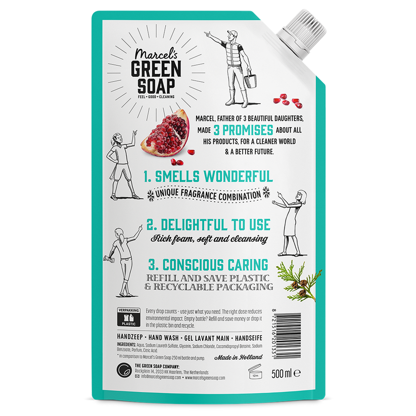 Marcel's Green Soap Handzeep Ceder & Granaatappel Navulling (500 ml)