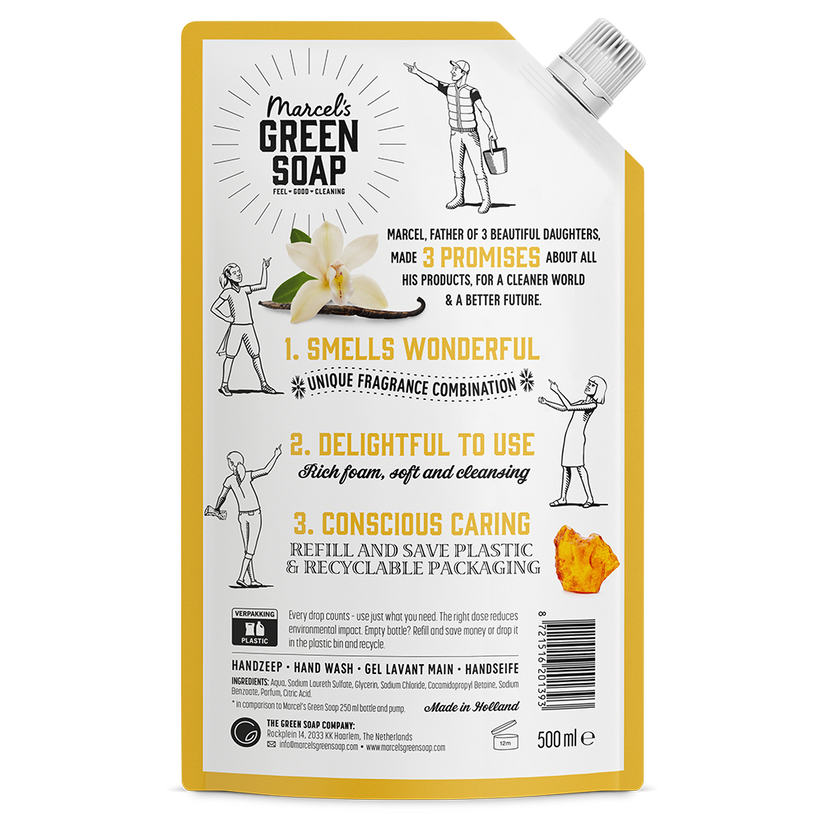 Marcel's Green Soap Handzeep Vanille & Amber Navulling (500 ml)