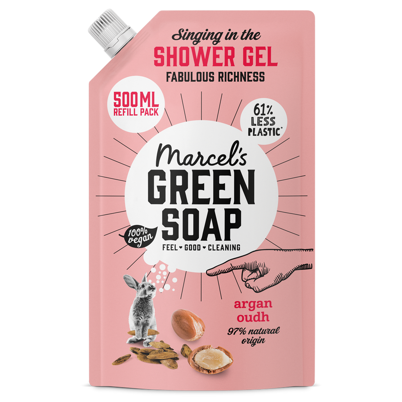 Marcel's Green Soap Shower Gel Argan & Oudh Navulling (500 ml)