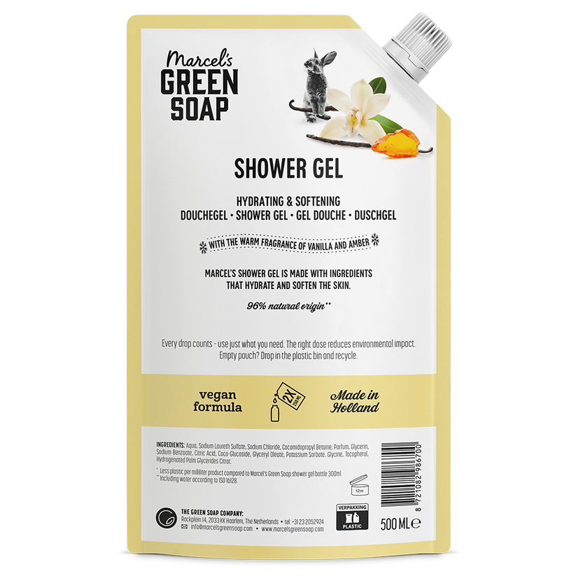 Marcel's Green Soap Shower Gel Vanilla & Amber Navulling (500 ml)