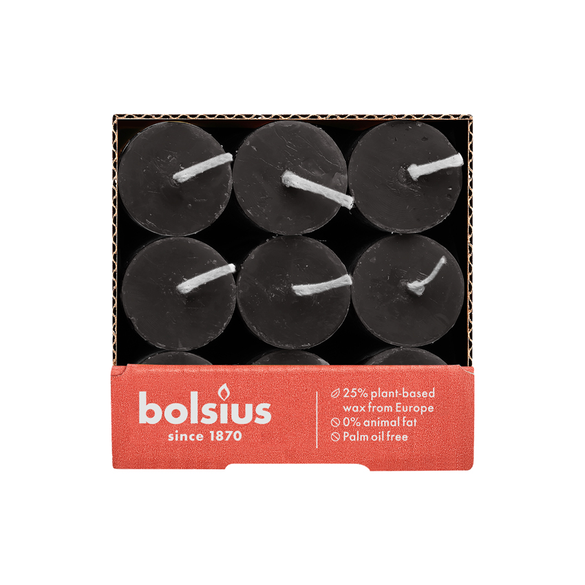 Bolsius - Rustiek Tafelkaars Sandy Grey (9 stuks)