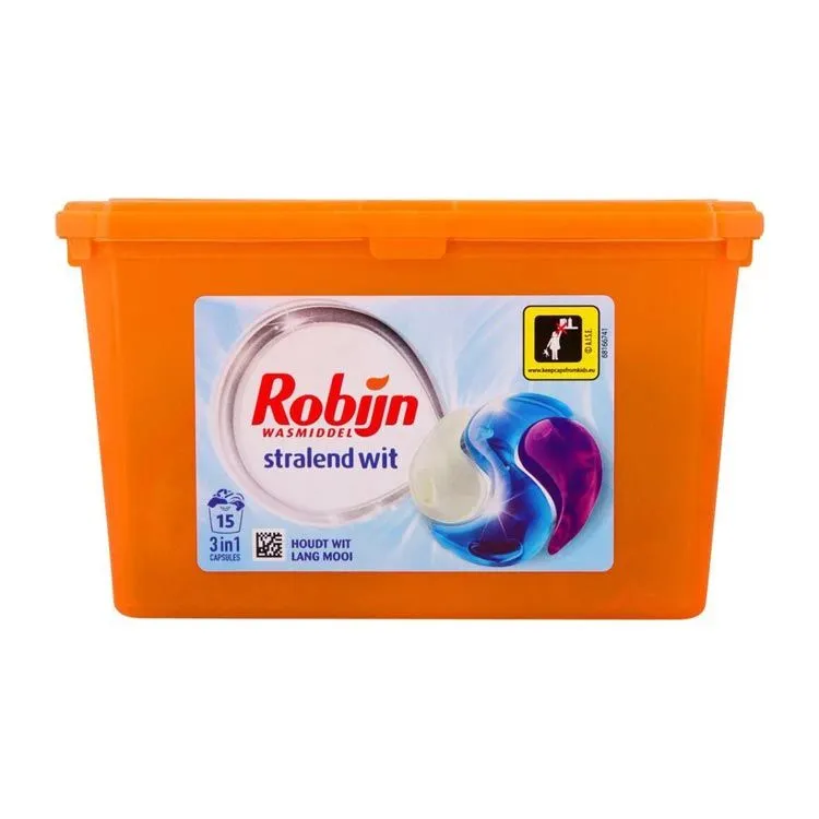 Robijn Vloeibaar Wasmiddel Capsule Wit (15 stuks)