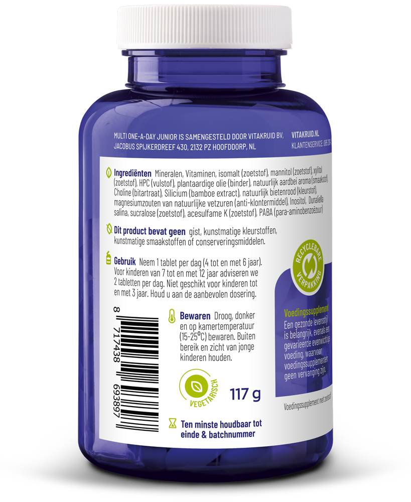Vitakruid Multi One-a-day Junior (90 kauwtabletten)