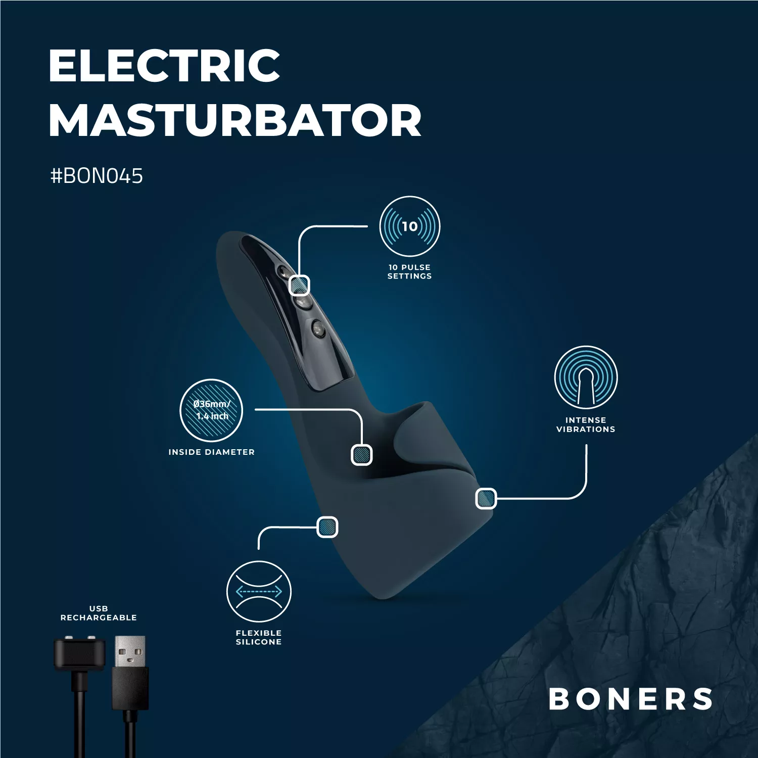 Boners Elektrische Masturbator Blauw (1 stuk) - image 4