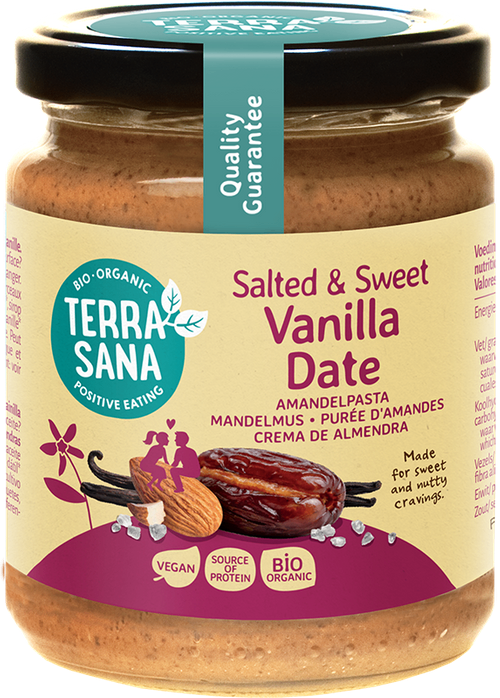 Terrasana Amandelpasta Salted & Sweet Vanille Dadel (250 gr)