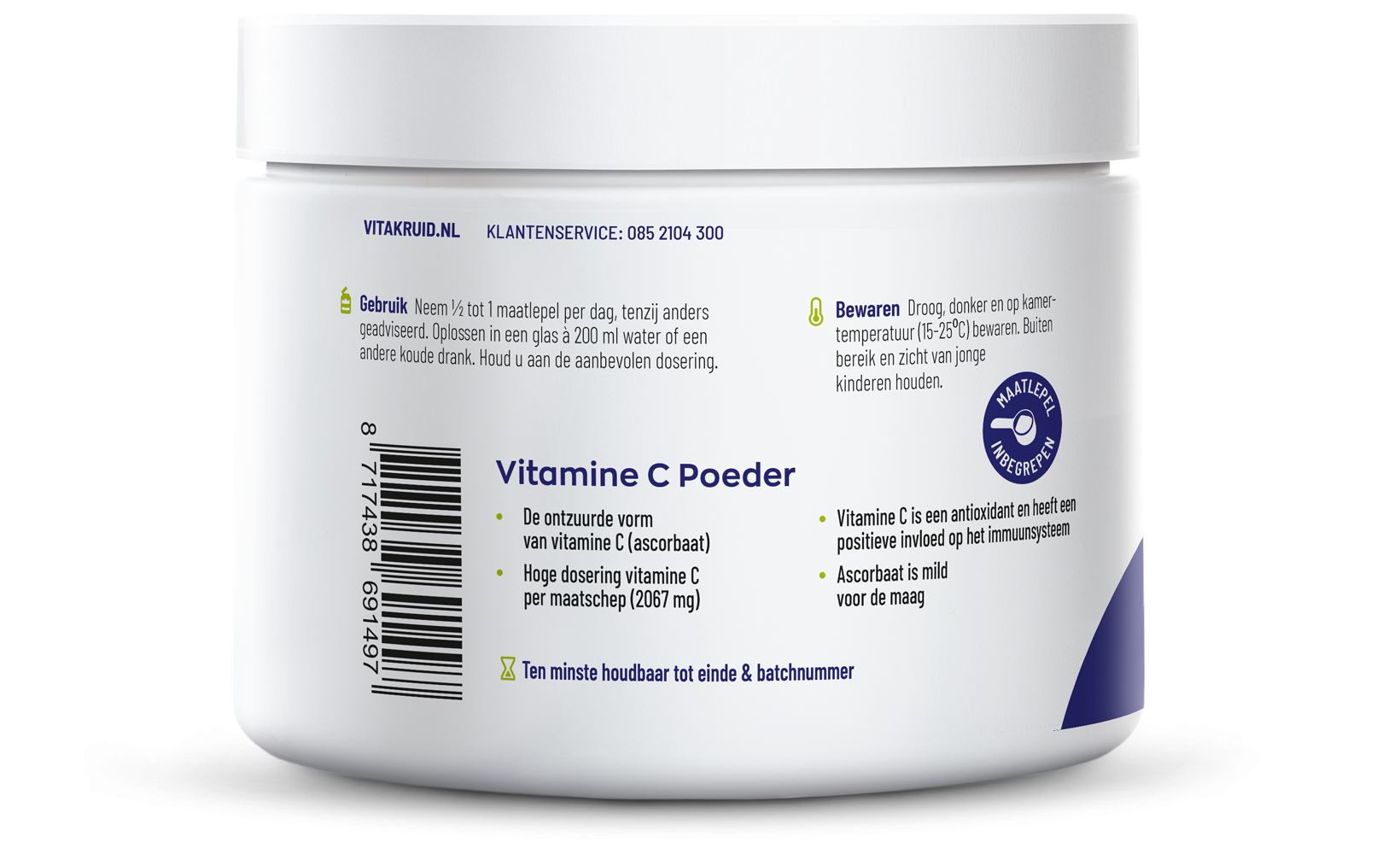 Vitakruid Vitamine C Poeder Calcium- & Magnesiumascorbaat (260 gr)