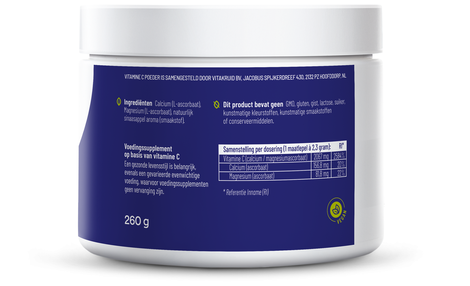 Vitakruid Vitamine C Poeder Calcium- & Magnesiumascorbaat (260 gr) - image 2