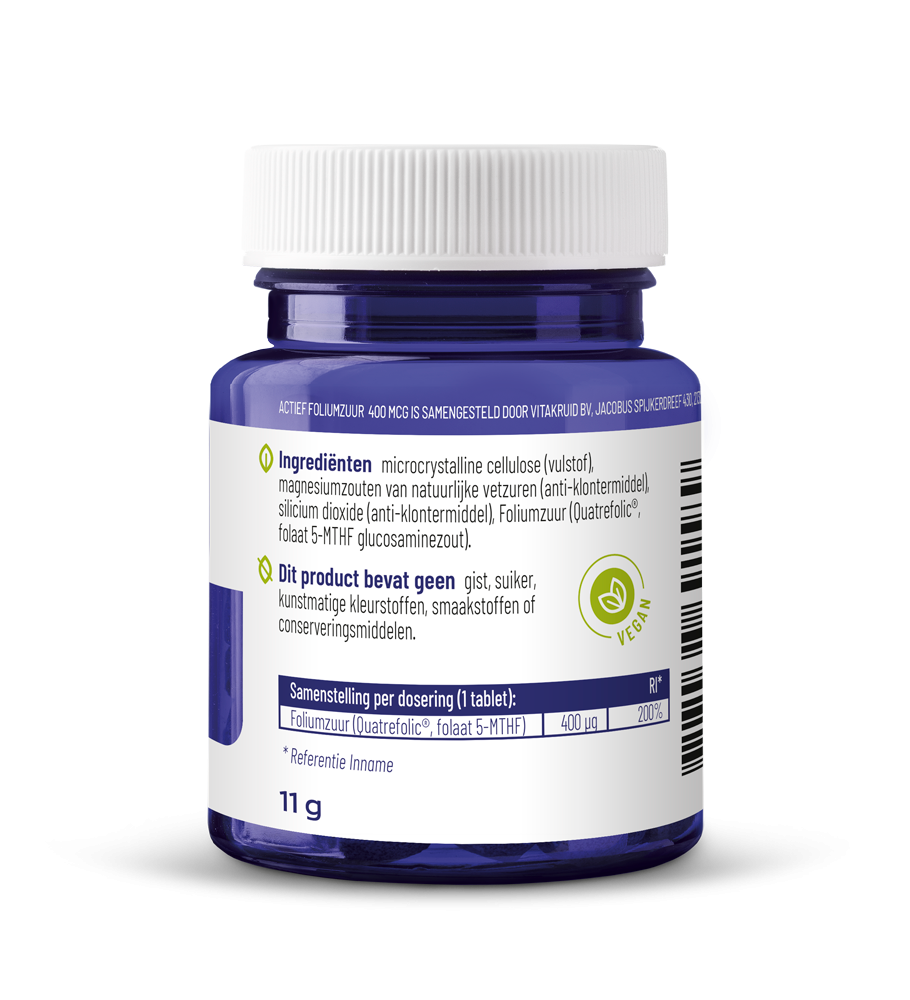 Vitakruid Actief Foliumzuur Quatrefolic® 5-MTHF 400 mcg (90 tabletten)