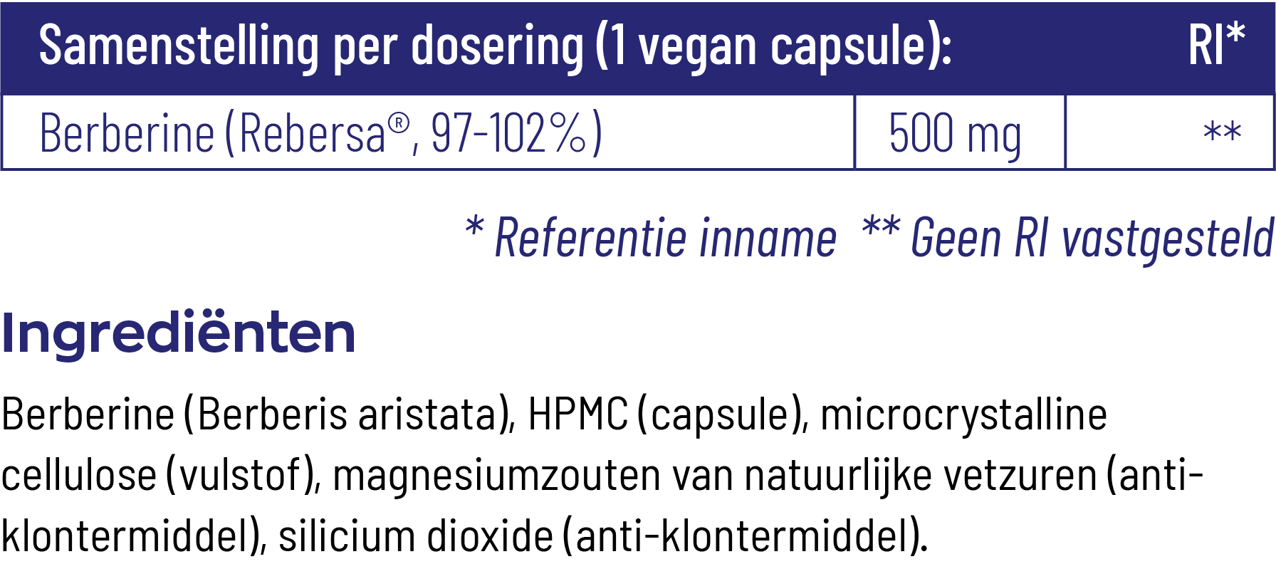 Vitakruid Berberine 500 Rebersa® 97-102% Berberine Zouten (60 vega capsules) - image 3