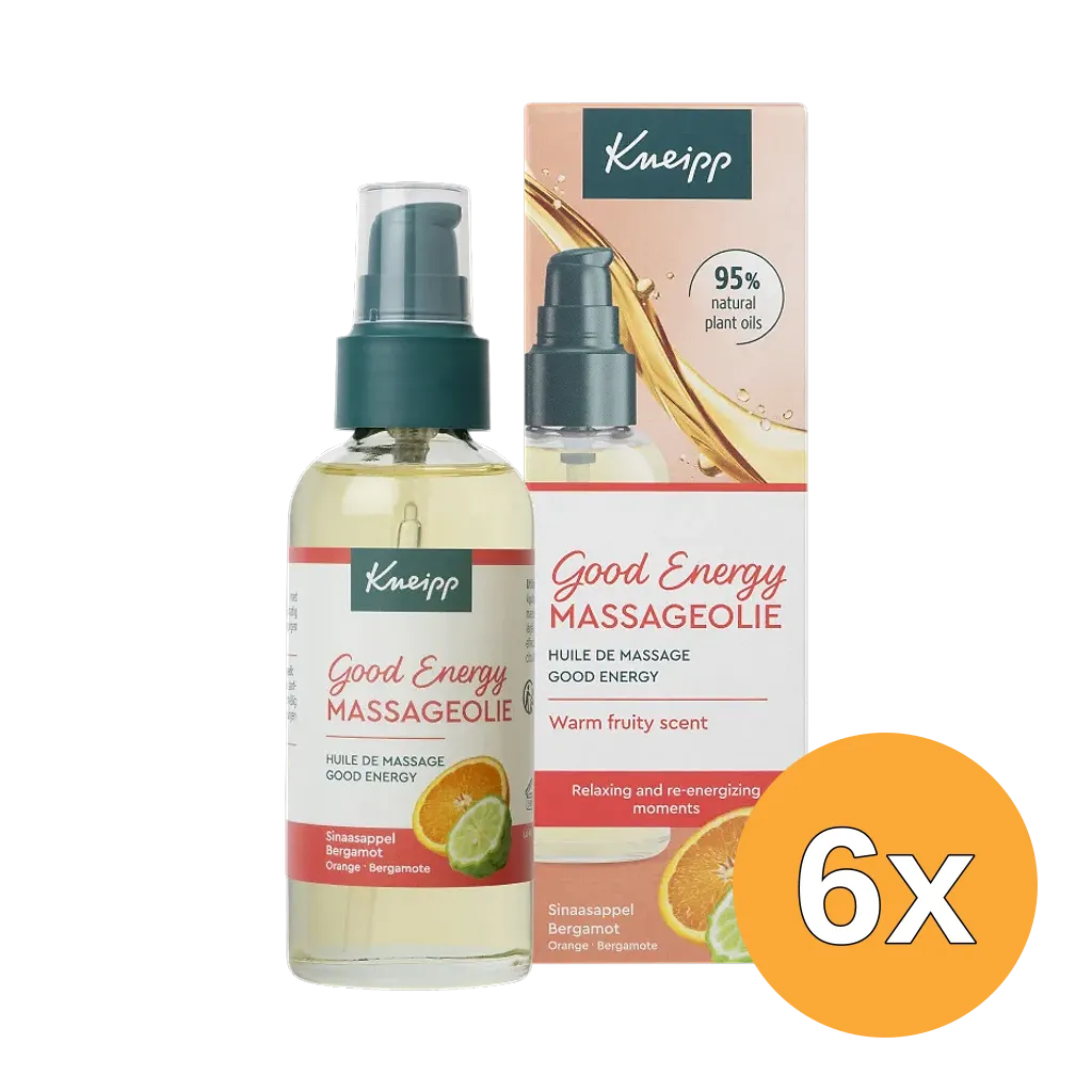 6x Kneipp Massageolie Good Energy met Pompje (6 x 100 ml)