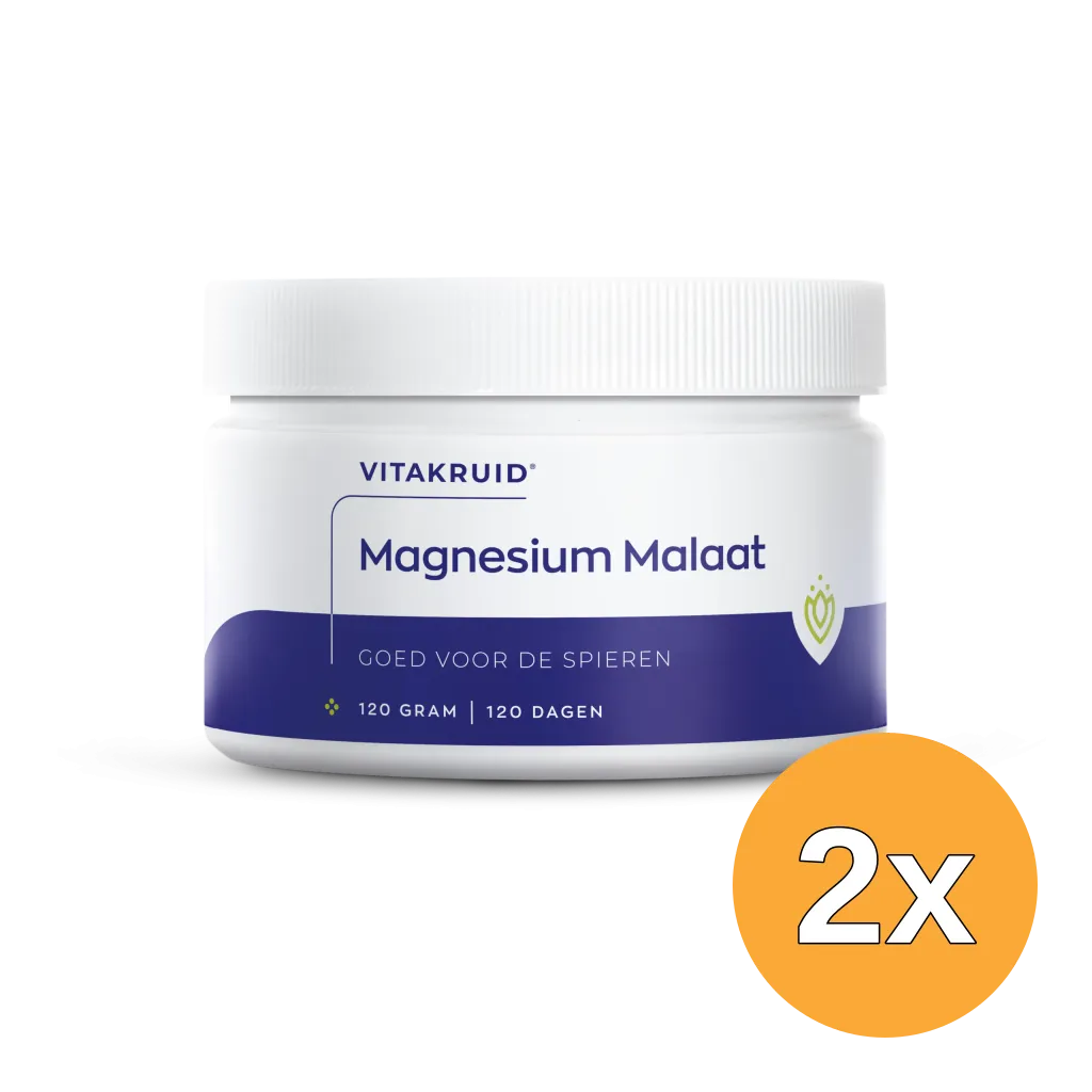 2x Vitakruid Magnesium Malaat met Vitamine B6 (P-5-P) (120 gr)