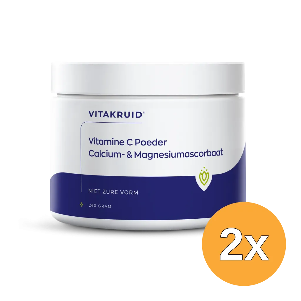 2x Vitakruid Vitamine C Poeder Calcium- & Magnesiumascorbaat (260 gr)