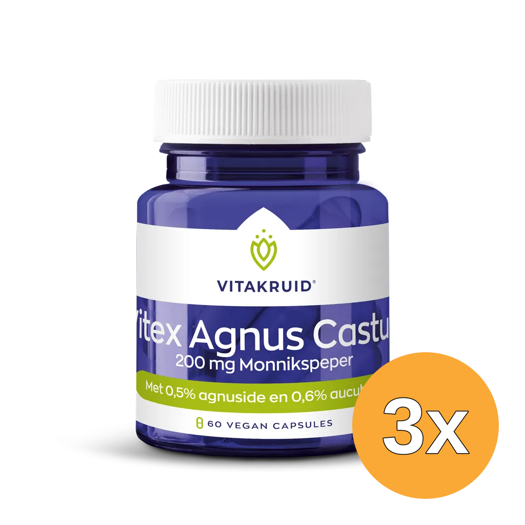 3x Vitakruid Vitex Agnus Castus 200 mg Monnikspeper (60 vega capsules)