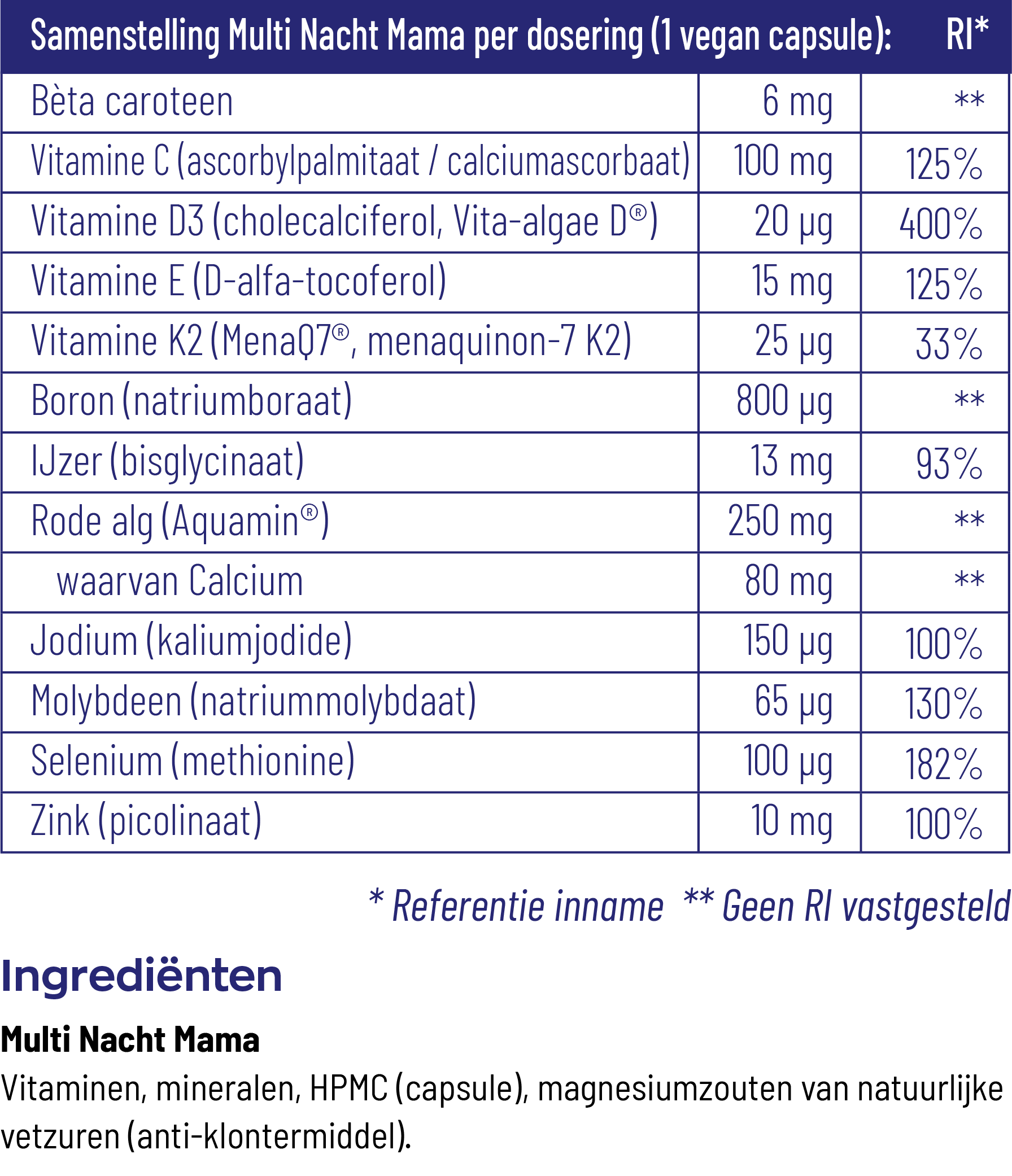 Vitakruid Multi Nacht Mama Vegan (30 vega capsules) - image 3
