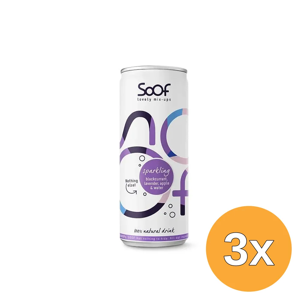 3x Soof Sparkling Zwarte Bes, Lavendel, Appel (250 ml)