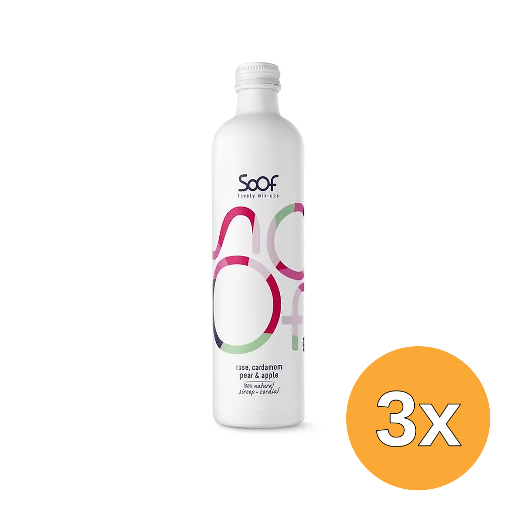 3x Soof Siroop Roos, Kardemom, Peer & Appel (340 ml)