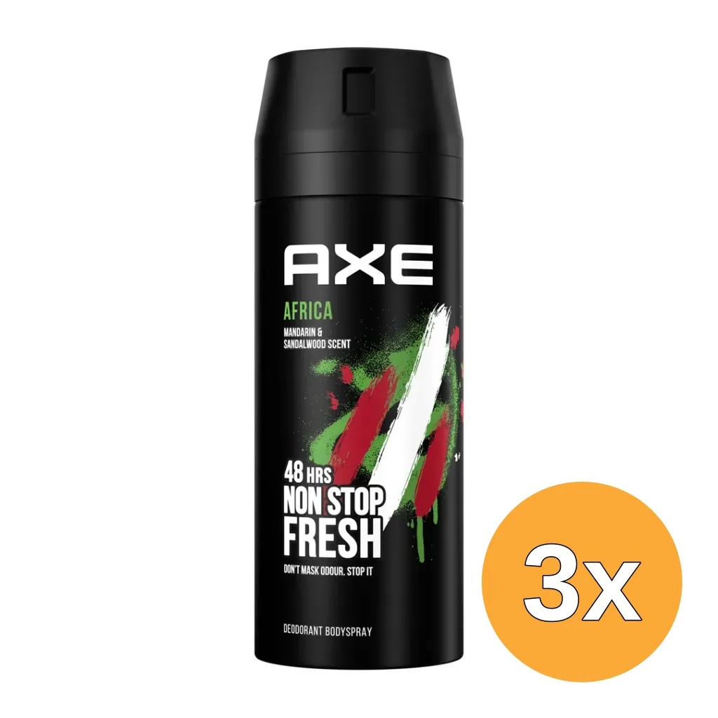 3x Axe Deodorant bodyspray Africa (150 ml)