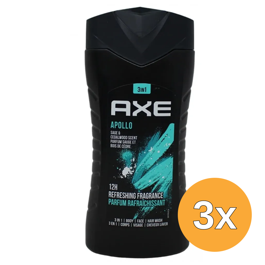 3x Axe Douchegel Apollo (250 ml)