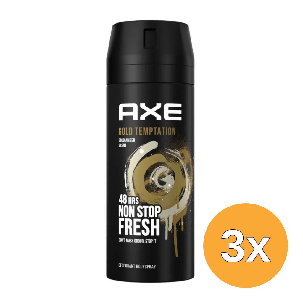 3x Axe Deodorant bodyspray gold temptation (150 ml)