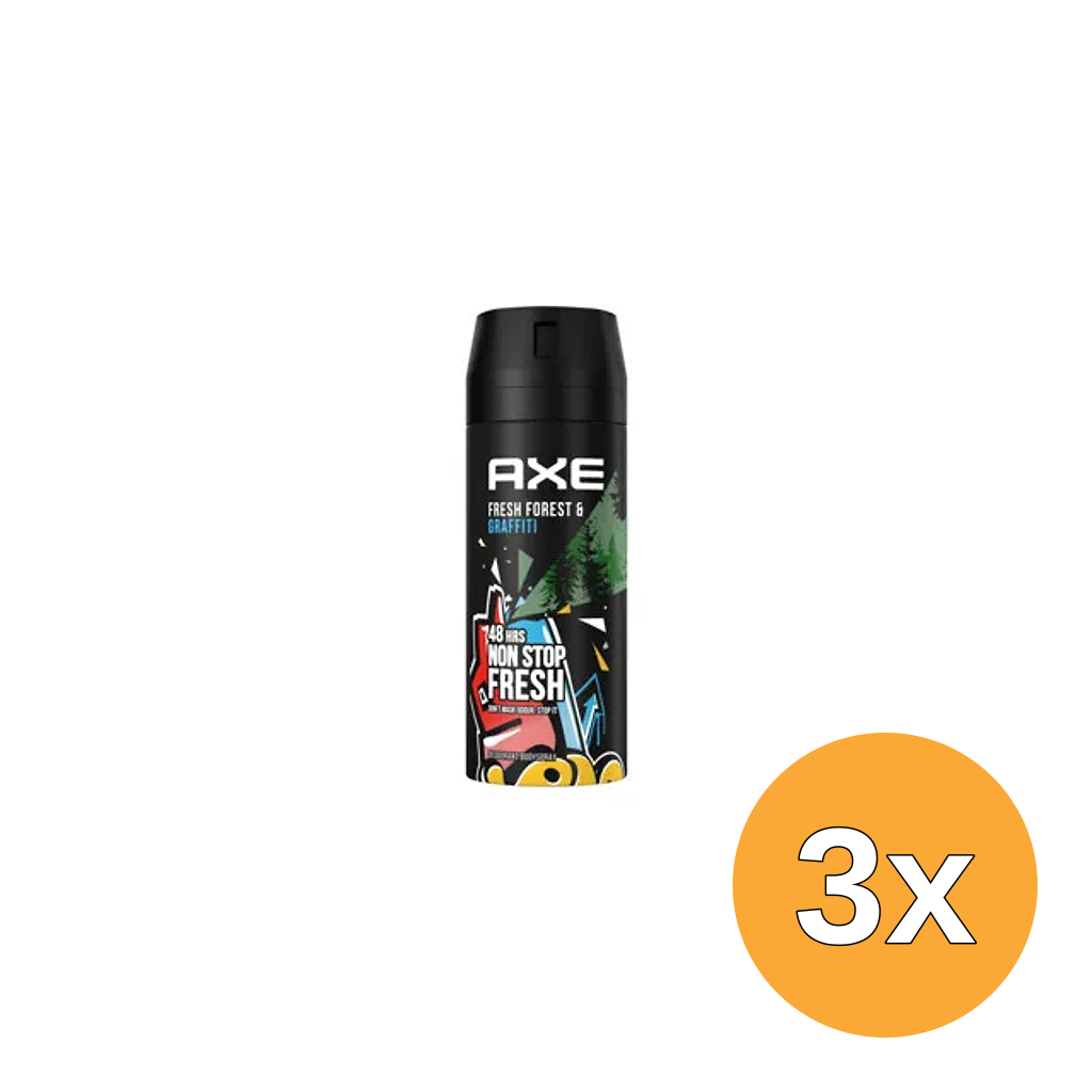 3x Axe Deodorant Bodyspray Fresh Forest &Graffiti (150 ml)