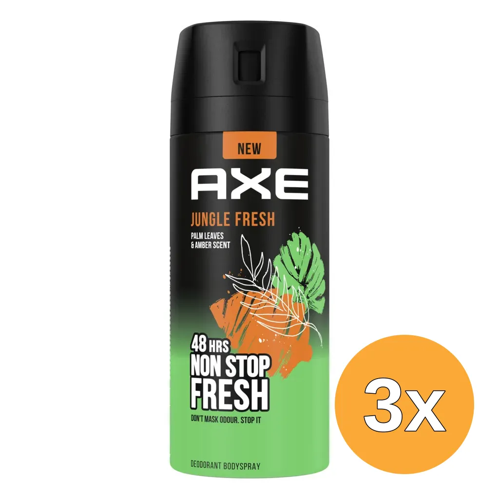3x Axe Bodyspray Jungle Fresh (150 ml)