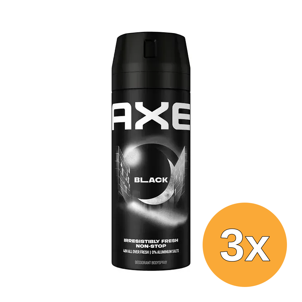 3x Axe Deodorant Bodyspray Black (150 ml)