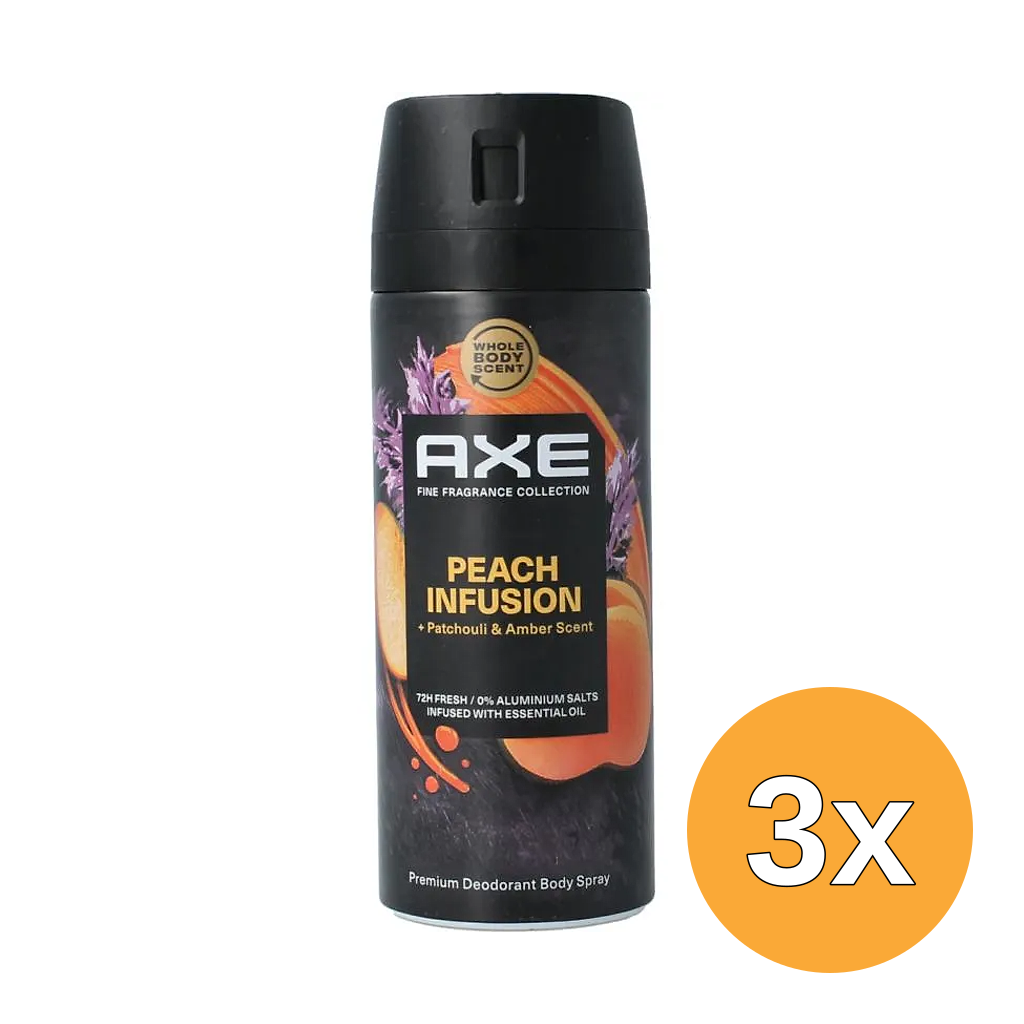 3x Axe Deodorant Bodyspray Peach Infusion (150 ml)