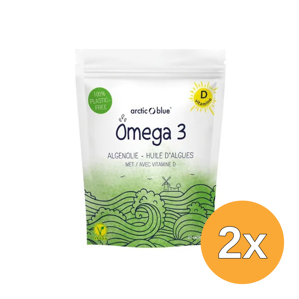 2x Arctic Blue Omega 3 Algenolie DHA met Vitamine D (90 capsules)