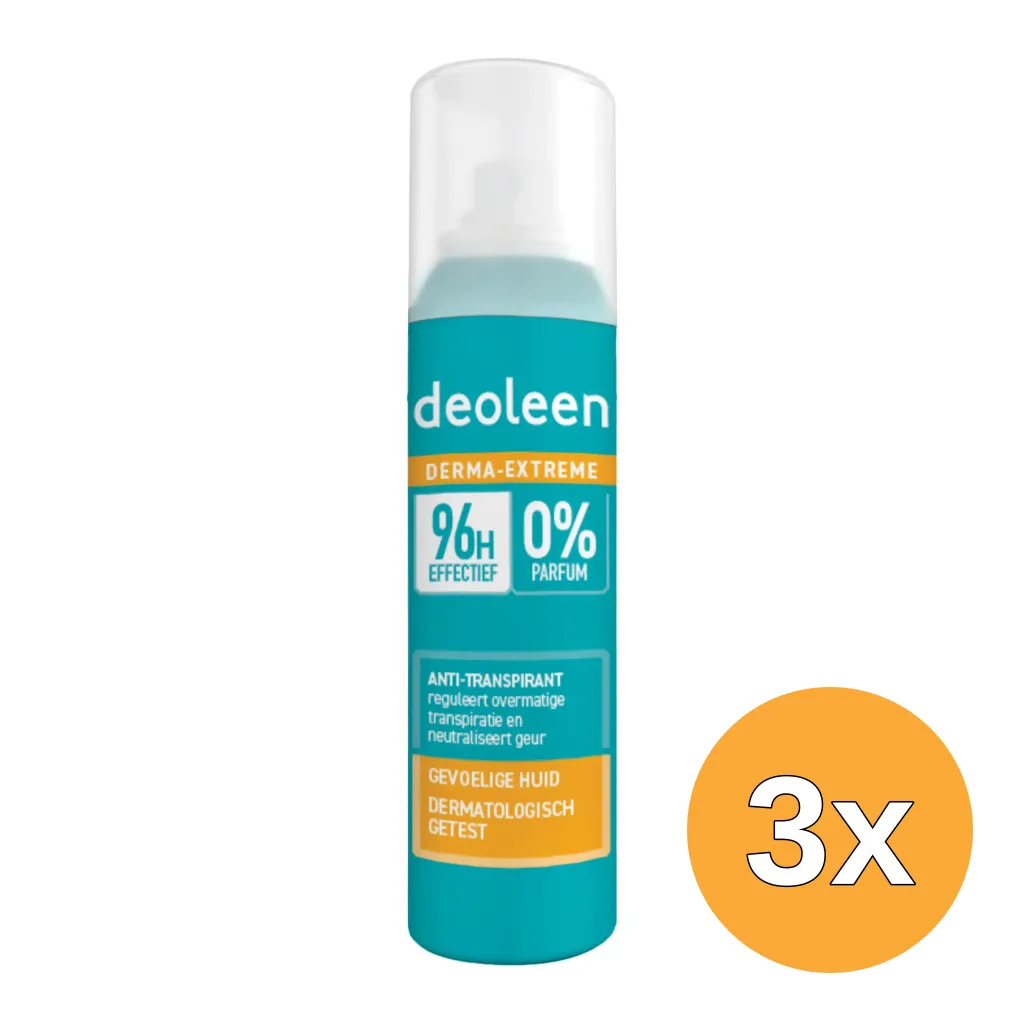 3x Deoleen Derma Extreme 96H Aerosol (150 ml)