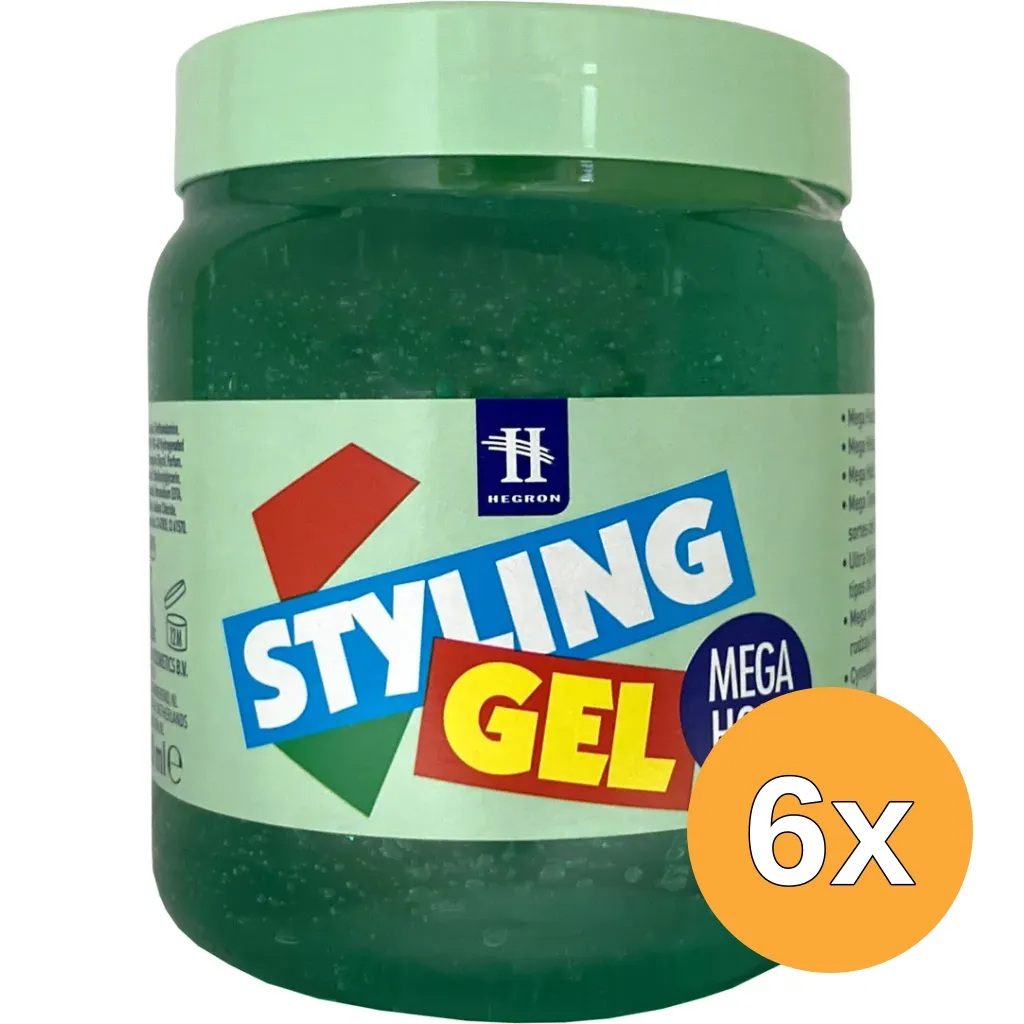 6x Hegron Styling Gel Mega Hold (500 ml)